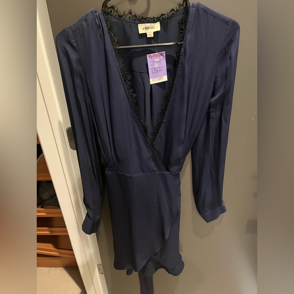 New with tags navy l’agence wrap dress size s